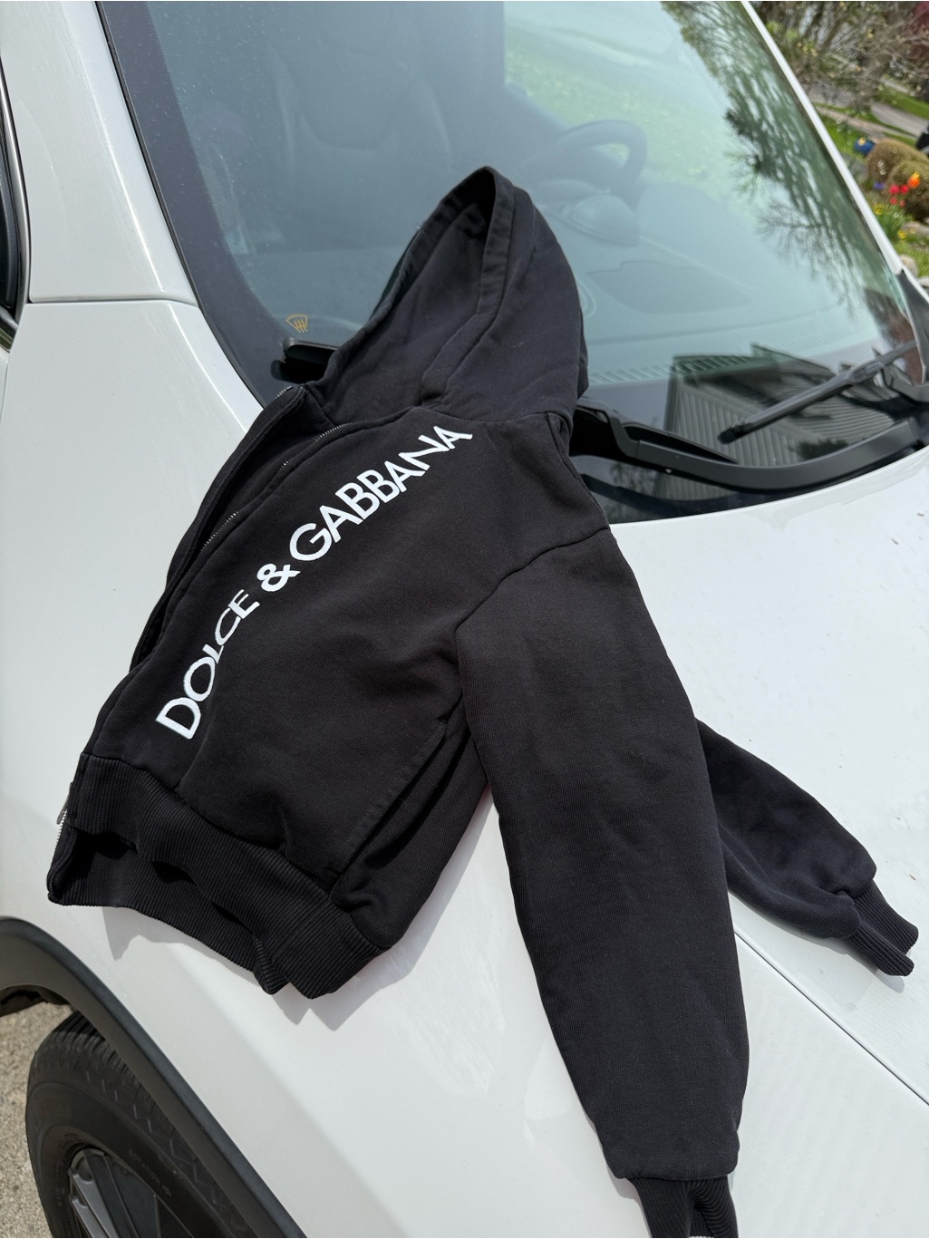 Dolce & Gabbana Black Hoodie With White Logo